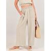 imageANRABESS Womens Summer 2 Piece Outfits Sleeveless Crop Top Tank and Wide Leg Pants Linen Jumpsuit Beach Vacation SetsApricot
