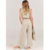 imageANRABESS Womens Summer 2 Piece Outfits Sleeveless Crop Top Tank and Wide Leg Pants Linen Jumpsuit Beach Vacation SetsApricot