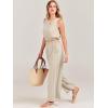 imageANRABESS Womens Summer 2 Piece Outfits Sleeveless Crop Top Tank and Wide Leg Pants Linen Jumpsuit Beach Vacation SetsApricot