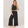 imageANRABESS Womens Summer 2 Piece Outfits Sleeveless Crop Top Tank and Wide Leg Pants Linen Jumpsuit Beach Vacation SetsBlack