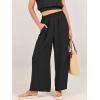 imageANRABESS Womens Summer 2 Piece Outfits Sleeveless Crop Top Tank and Wide Leg Pants Linen Jumpsuit Beach Vacation SetsBlack