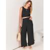 imageANRABESS Womens Summer 2 Piece Outfits Sleeveless Crop Top Tank and Wide Leg Pants Linen Jumpsuit Beach Vacation SetsBlack