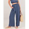 imageANRABESS Womens Summer 2 Piece Outfits Sleeveless Crop Top Tank and Wide Leg Pants Linen Jumpsuit Beach Vacation SetsDeep Blue
