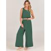 imageANRABESS Womens Summer 2 Piece Outfits Sleeveless Crop Top Tank and Wide Leg Pants Linen Jumpsuit Beach Vacation SetsGreen