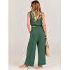 imageANRABESS Womens Summer 2 Piece Outfits Sleeveless Crop Top Tank and Wide Leg Pants Linen Jumpsuit Beach Vacation SetsGreen