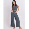 imageANRABESS Womens Summer 2 Piece Outfits Sleeveless Crop Top Tank and Wide Leg Pants Linen Jumpsuit Beach Vacation SetsGrey