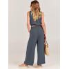 imageANRABESS Womens Summer 2 Piece Outfits Sleeveless Crop Top Tank and Wide Leg Pants Linen Jumpsuit Beach Vacation SetsGrey