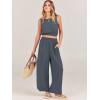 imageANRABESS Womens Summer 2 Piece Outfits Sleeveless Crop Top Tank and Wide Leg Pants Linen Jumpsuit Beach Vacation SetsGrey