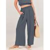 imageANRABESS Womens Summer 2 Piece Outfits Sleeveless Crop Top Tank and Wide Leg Pants Linen Jumpsuit Beach Vacation SetsGrey