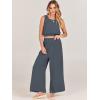 imageANRABESS Womens Summer 2 Piece Outfits Sleeveless Crop Top Tank and Wide Leg Pants Linen Jumpsuit Beach Vacation SetsGrey