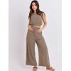 imageANRABESS Womens Summer 2 Piece Outfits Sleeveless Crop Top Tank and Wide Leg Pants Linen Jumpsuit Beach Vacation SetsKhaki