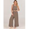 imageANRABESS Womens Summer 2 Piece Outfits Sleeveless Crop Top Tank and Wide Leg Pants Linen Jumpsuit Beach Vacation SetsKhaki