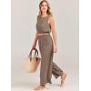 imageANRABESS Womens Summer 2 Piece Outfits Sleeveless Crop Top Tank and Wide Leg Pants Linen Jumpsuit Beach Vacation SetsKhaki