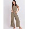 imageANRABESS Womens Summer 2 Piece Outfits Sleeveless Crop Top Tank and Wide Leg Pants Linen Jumpsuit Beach Vacation SetsLight Brown