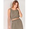 imageANRABESS Womens Summer 2 Piece Outfits Sleeveless Crop Top Tank and Wide Leg Pants Linen Jumpsuit Beach Vacation SetsLight Brown