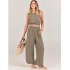 imageANRABESS Womens Summer 2 Piece Outfits Sleeveless Crop Top Tank and Wide Leg Pants Linen Jumpsuit Beach Vacation SetsLight Brown