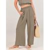 imageANRABESS Womens Summer 2 Piece Outfits Sleeveless Crop Top Tank and Wide Leg Pants Linen Jumpsuit Beach Vacation SetsLight Brown