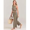 imageANRABESS Womens Summer 2 Piece Outfits Sleeveless Crop Top Tank and Wide Leg Pants Linen Jumpsuit Beach Vacation SetsLight Brown