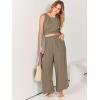 imageANRABESS Womens Summer 2 Piece Outfits Sleeveless Crop Top Tank and Wide Leg Pants Linen Jumpsuit Beach Vacation SetsLight Brown
