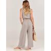 imageANRABESS Womens Summer 2 Piece Outfits Sleeveless Crop Top Tank and Wide Leg Pants Linen Jumpsuit Beach Vacation SetsLight Grey