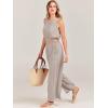 imageANRABESS Womens Summer 2 Piece Outfits Sleeveless Crop Top Tank and Wide Leg Pants Linen Jumpsuit Beach Vacation SetsLight Grey