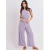 imageANRABESS Womens Summer 2 Piece Outfits Sleeveless Crop Top Tank and Wide Leg Pants Linen Jumpsuit Beach Vacation SetsLight Purple