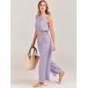 imageANRABESS Womens Summer 2 Piece Outfits Sleeveless Crop Top Tank and Wide Leg Pants Linen Jumpsuit Beach Vacation SetsLight Purple