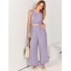 imageANRABESS Womens Summer 2 Piece Outfits Sleeveless Crop Top Tank and Wide Leg Pants Linen Jumpsuit Beach Vacation SetsLight Purple