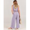 imageANRABESS Womens Summer 2 Piece Outfits Sleeveless Crop Top Tank and Wide Leg Pants Linen Jumpsuit Beach Vacation SetsLight Purple