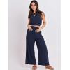 imageANRABESS Womens Summer 2 Piece Outfits Sleeveless Crop Top Tank and Wide Leg Pants Linen Jumpsuit Beach Vacation SetsNavy Blue