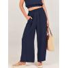 imageANRABESS Womens Summer 2 Piece Outfits Sleeveless Crop Top Tank and Wide Leg Pants Linen Jumpsuit Beach Vacation SetsNavy Blue