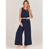imageANRABESS Womens Summer 2 Piece Outfits Sleeveless Crop Top Tank and Wide Leg Pants Linen Jumpsuit Beach Vacation SetsNavy Blue