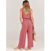 imageANRABESS Womens Summer 2 Piece Outfits Sleeveless Crop Top Tank and Wide Leg Pants Linen Jumpsuit Beach Vacation SetsPeach
