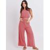 imageANRABESS Womens Summer 2 Piece Outfits Sleeveless Crop Top Tank and Wide Leg Pants Linen Jumpsuit Beach Vacation SetsPeach