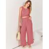 imageANRABESS Womens Summer 2 Piece Outfits Sleeveless Crop Top Tank and Wide Leg Pants Linen Jumpsuit Beach Vacation SetsPeach