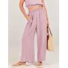 imageANRABESS Womens Summer 2 Piece Outfits Sleeveless Crop Top Tank and Wide Leg Pants Linen Jumpsuit Beach Vacation SetsPink