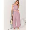 imageANRABESS Womens Summer 2 Piece Outfits Sleeveless Crop Top Tank and Wide Leg Pants Linen Jumpsuit Beach Vacation SetsPink