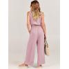 imageANRABESS Womens Summer 2 Piece Outfits Sleeveless Crop Top Tank and Wide Leg Pants Linen Jumpsuit Beach Vacation SetsPink