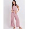 imageANRABESS Womens Summer 2 Piece Outfits Sleeveless Crop Top Tank and Wide Leg Pants Linen Jumpsuit Beach Vacation SetsPink