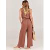 imageANRABESS Womens Summer 2 Piece Outfits Sleeveless Crop Top Tank and Wide Leg Pants Linen Jumpsuit Beach Vacation SetsRust