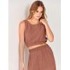 imageANRABESS Womens Summer 2 Piece Outfits Sleeveless Crop Top Tank and Wide Leg Pants Linen Jumpsuit Beach Vacation SetsRust