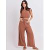imageANRABESS Womens Summer 2 Piece Outfits Sleeveless Crop Top Tank and Wide Leg Pants Linen Jumpsuit Beach Vacation SetsRust
