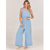 imageANRABESS Womens Summer 2 Piece Outfits Sleeveless Crop Top Tank and Wide Leg Pants Linen Jumpsuit Beach Vacation SetsSky