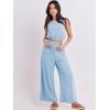 imageANRABESS Womens Summer 2 Piece Outfits Sleeveless Crop Top Tank and Wide Leg Pants Linen Jumpsuit Beach Vacation SetsSky