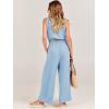 imageANRABESS Womens Summer 2 Piece Outfits Sleeveless Crop Top Tank and Wide Leg Pants Linen Jumpsuit Beach Vacation SetsSky