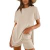 imageANRABESS Women Summer 2 Piece Outfits Knit Short Sets Casual Sweater Top ampamp Shorts Matching Lounge Set 2025 Beach ClothesApricot