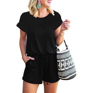 imageANRABESS Rompers for Women Summer 2025 Casual Dressy One Piece Tshirt Short Pants Jumpsuit Beach Vacation Outfit ClothesBlack
