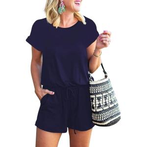 imageANRABESS Rompers for Women Summer 2025 Casual Dressy One Piece Tshirt Short Pants Jumpsuit Beach Vacation Outfit ClothesNavy Blue