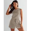 imageANRABESS Romper for Women Summer Dressy Casual 2025 Fashion Outfits Sleeveless Cute Cozy Lounge Short Jumpsuit Trendy ClothesBeige
