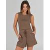 imageANRABESS Romper for Women Summer Dressy Casual 2025 Fashion Outfits Sleeveless Cute Cozy Lounge Short Jumpsuit Trendy ClothesBrown